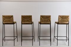  Design Fr res Set of 4 Campagne Steel and Rush Counter Stools by Design Fr res - 1024652