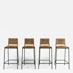  Design Fr res Set of 4 Campagne Steel and Rush Counter Stools by Design Fr res - 1025591