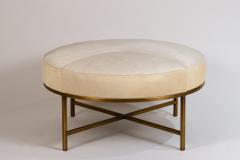  Design Fr res Small White Hide and Patinated Brass Tambour Ottoman by Design Fr res - 1078440