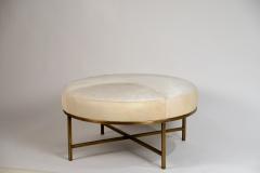  Design Fr res Small White Hide and Patinated Brass Tambour Ottoman by Design Fr res - 1078443