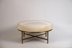  Design Fr res Small White Hide and Patinated Brass Tambour Ottoman by Design Fr res - 1078444