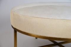  Design Fr res Small White Hide and Patinated Brass Tambour Ottoman by Design Fr res - 1078445