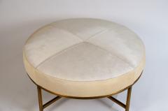  Design Fr res Small White Hide and Patinated Brass Tambour Ottoman by Design Fr res - 1078449