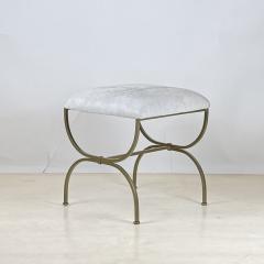  Design Fr res Strapontin Gilt Metal and White Hide Stool by Design Fr res - 4291799