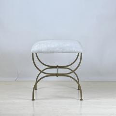  Design Fr res Strapontin Gilt Metal and White Hide Stool by Design Fr res - 4291800