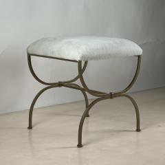  Design Fr res Strapontin Gilt Metal and White Hide Stool by Design Fr res - 4291801
