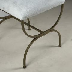  Design Fr res Strapontin Gilt Metal and White Hide Stool by Design Fr res - 4291802