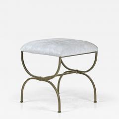  Design Fr res Strapontin Gilt Metal and White Hide Stool by Design Fr res - 4296863