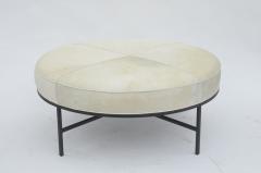  Design Fr res The Tambour White Hide and Matte Black Ottoman - 719089