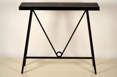  Design Fr res Trap ze Blackened Steel and Goatskin Console by Design Fr res - 1325561