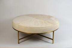  Design Fr res White Hide and Patinated Brass Tambour Ottoman by Design Fr res - 1048347