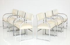  Design Institute America DIA A Set of Six Chrome Dining Arm Chairs - 2537786