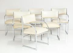  Design Institute America DIA A Set of Six Chrome Dining Arm Chairs - 2537789