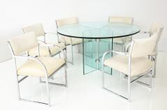  Design Institute America DIA A Vintage 54 Round Glass Pedestal Dining Table with Six Chrome Dining Armchairs - 2537697