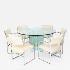  Design Institute America DIA A Vintage 54 Round Glass Pedestal Dining Table with Six Chrome Dining Armchairs - 2541474