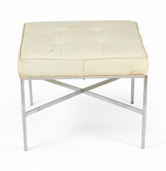  Design Institute America DIA Design Institute Of America Chrome And Button Tufted White Vinyl Square Bench - 3170420