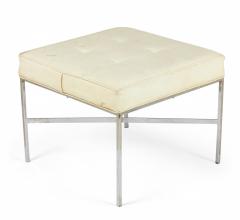  Design Institute America DIA Design Institute Of America Chrome And Button Tufted White Vinyl Square Bench - 3170421