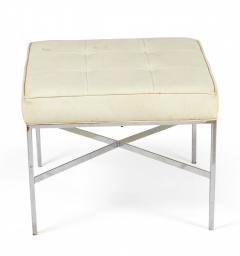  Design Institute America DIA Design Institute Of America Chrome And Button Tufted White Vinyl Square Bench - 3170426