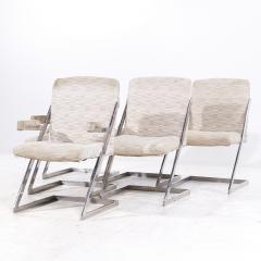  Design Institute America DIA Milo Baughman Style DIA Mid Century Chrome Cantilever Z Dining Chairs Set of 6 - 4245982