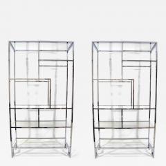  Design Institute America DIA Pair of Design Institute of America DIA Chrome and Glass Etageres - 2991166