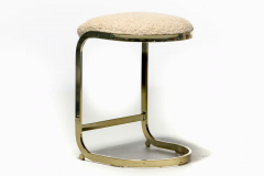  Design Institute America DIA Set of 3 Design Institute of America Brass Stools in Ivory White Boucl c 1980 - 2843315