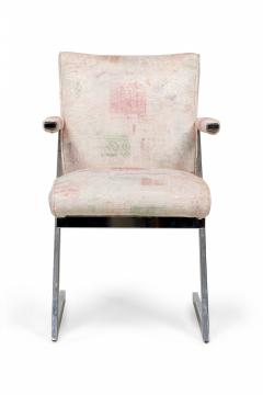  Design Institute America DIA Set of 6 DIA Mid Century American Chrome Z Chairs in Beige and Pastel Upholstery - 4273293