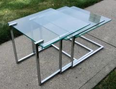  Design Institute America DIA Set of Three Glass Chromed Steel Nesting Tables By Design Institute America - 3253836