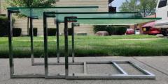  Design Institute America DIA Set of Three Glass Chromed Steel Nesting Tables By Design Institute America - 3253882