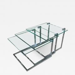  Design Institute America DIA Set of Three Glass Chromed Steel Nesting Tables By Design Institute America - 3254800