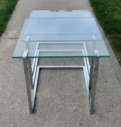  Design Institute America DIA Set of Three Glass Chromed Steel Nesting Tables By Design Institute America - 3442402