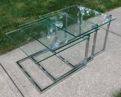  Design Institute America DIA Set of Three Glass Chromed Steel Nesting Tables By Design Institute America - 3442488