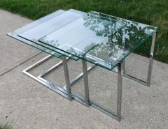  Design Institute America DIA Set of Three Glass Chromed Steel Nesting Tables By Design Institute America - 3442492