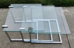  Design Institute America DIA Set of Three Glass Chromed Steel Nesting Tables By Design Institute America - 3442495