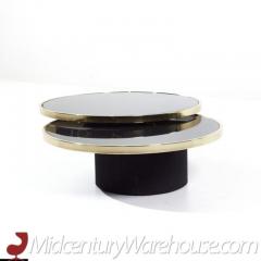  Design Institute of America Mid Century Black Brass Revolving Two Tier Coffee Table - 3463163
