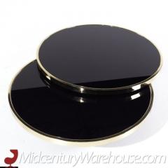  Design Institute of America Mid Century Black Brass Revolving Two Tier Coffee Table - 3463168