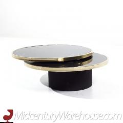  Design Institute of America Mid Century Black Brass Revolving Two Tier Coffee Table - 3463176