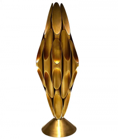  Design Line Hollywood Regency Tubular Table Sculpture Brass Accent Lamp after Mastercraft - 3114231
