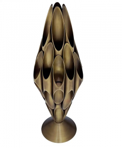  Design Line Hollywood Regency Tubular Table Sculpture Brass Accent Lamp after Mastercraft - 3114234