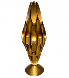  Design Line Hollywood Regency Tubular Table Sculpture Brass Accent Lamp after Mastercraft - 3114275