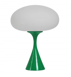  Design Line Mid Century Modern Mushroom Table Lamp by Design Line in Green White Glass - 2581039