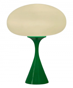  Design Line Mid Century Modern Mushroom Table Lamp by Design Line in Green White Glass - 2581042