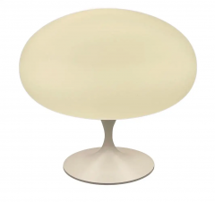  Design Line Mid Century Modern Mushroom Table Lamp by Design Line in White on White Glass - 2606651