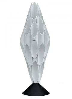  Design Line Mid Century Modern Tubular Table Sculpture Lamp in Black White After Rougier - 3126545