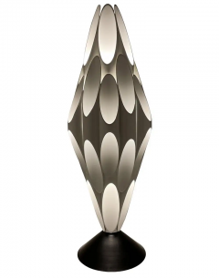 Design Line Mid Century Modern Tubular Table Sculpture Lamp in Black White After Rougier - 3126547