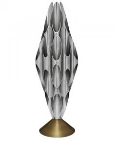  Design Line Mid Century Modern Tubular Table Sculpture Lamp in Brass White After Rougier - 3192858
