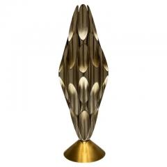  Design Line Mid Century Modern Tubular Table Sculpture Lamp in Brass White After Rougier - 3192860