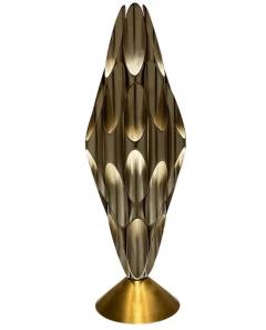  Design Line Mid Century Modern Tubular Table Sculpture Lamp in Brass White After Rougier - 3192900