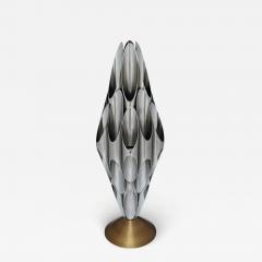  Design Line Mid Century Modern Tubular Table Sculpture Lamp in Brass White After Rougier - 3194636