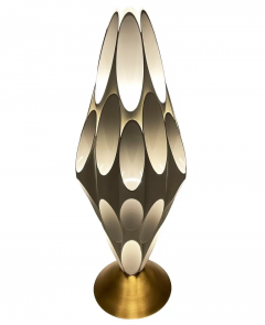  Design Line Mid Century Modern Tubular Table Sculpture Lamp in Brass White after Rougier - 3114272