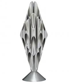  Design Line Mid Century Modern Tubular Table Sculpture Lamp in Solid Chrome After Rougier - 3208628